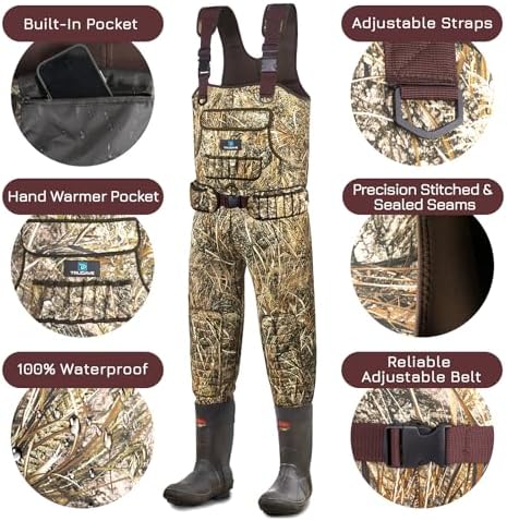 Fishing Waders for Men,Hunting and Waterproof Neoprene Wader for Men with 600G Insulation and Includes Boots - Image 2