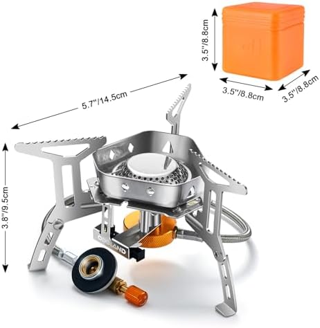 Odoland 3500W/6800W Windproof Camp Stove Camping Gas Stove with Fuel Canister Adapter, Piezo Ignition, Carry Case, Portable Collapsible Stove Burner for Outdoor Backpacking Hiking and Picnic - Image 4
