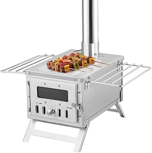 VEVOR Camping Wood Stove Stainless Steel Camping Tent Stove, Portable Wood Burning Stove with Chimney Pipes & Gloves, 700in³Firebox Hot Tent Stove for Outdoor Cooking and Heating with 8 Pipes - Image 5